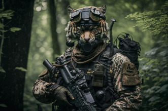 các hình ảnh động vật mô phỏng quân đội do AI vẽ